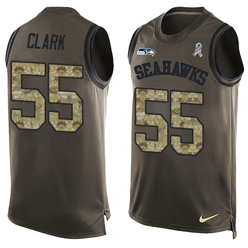 Nike Seahawks #55 Frank Clark Green Men's Stitched NFL Limited Salute To Service Tank Top Jersey - Click Image to Close